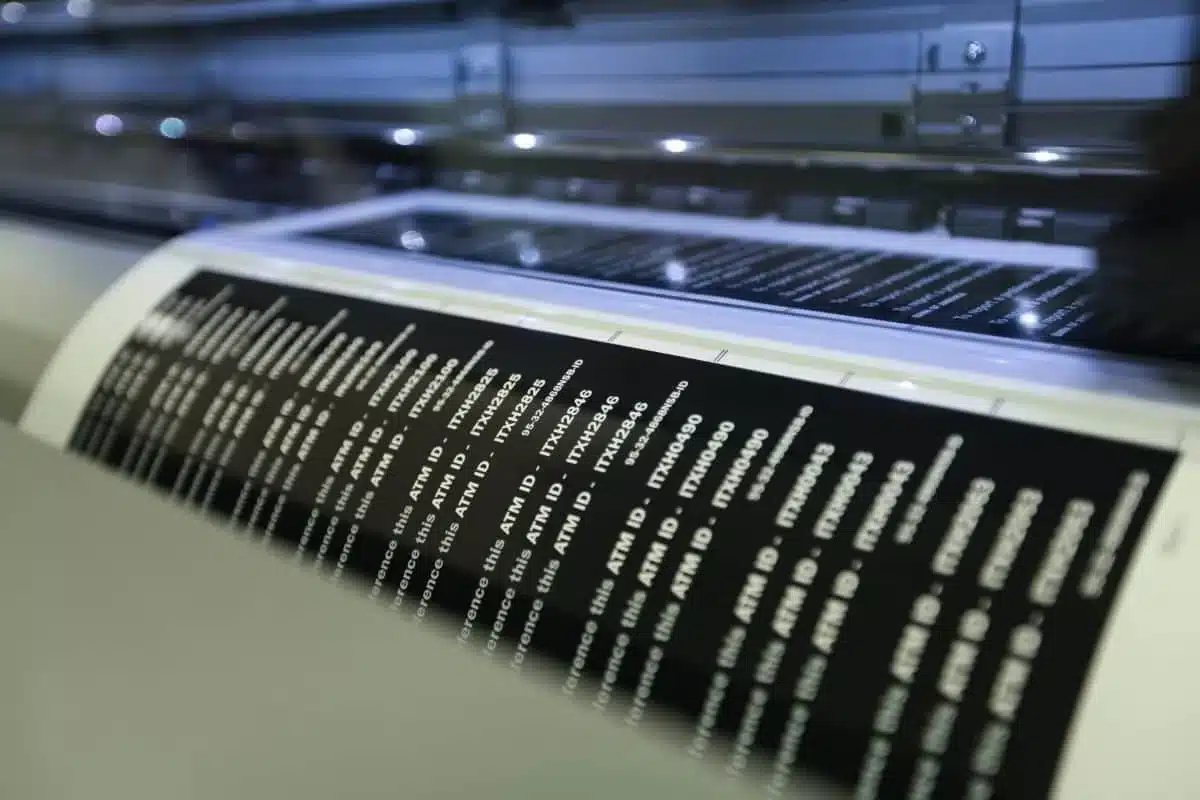 close of ATM decals being printed