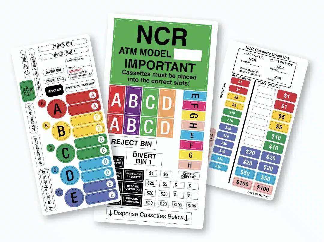 over-head view of NCR label sheets