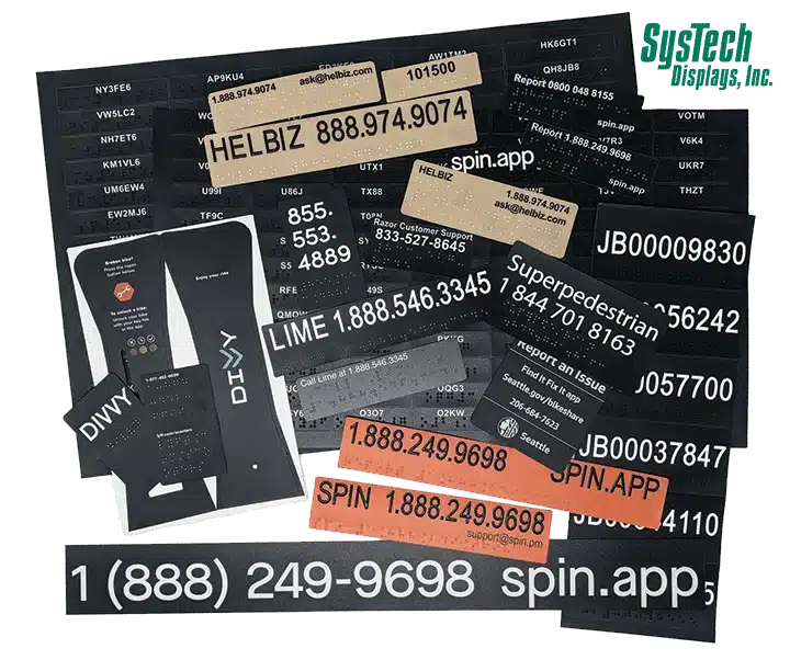 Systech escooter ebike image over-head view of ada labels for scooters and e-bike rentals